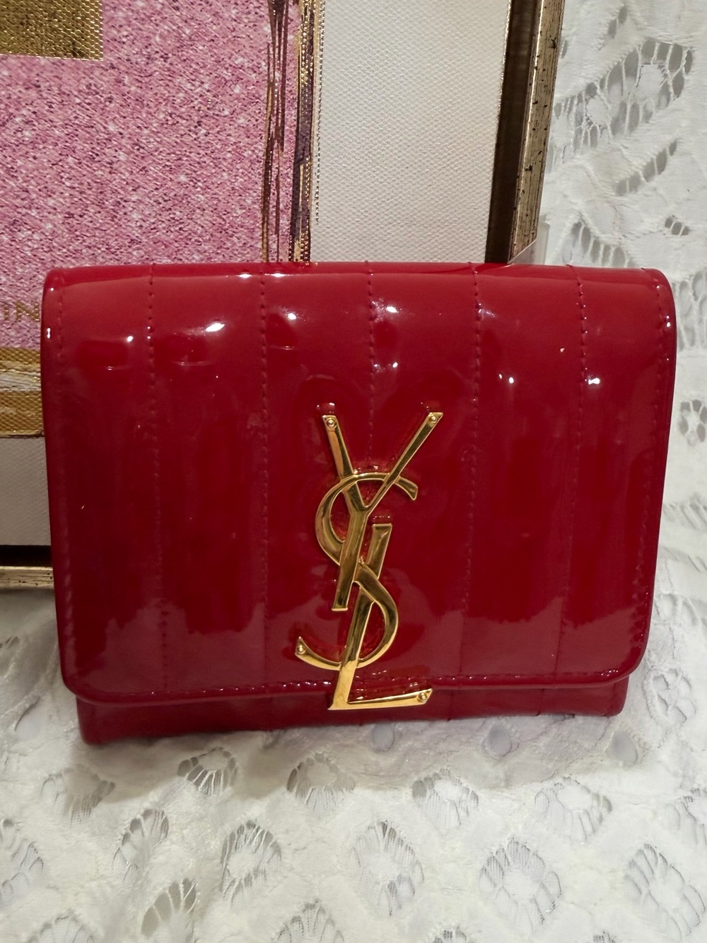 YSL red ♥️patent leather♥️ wallet